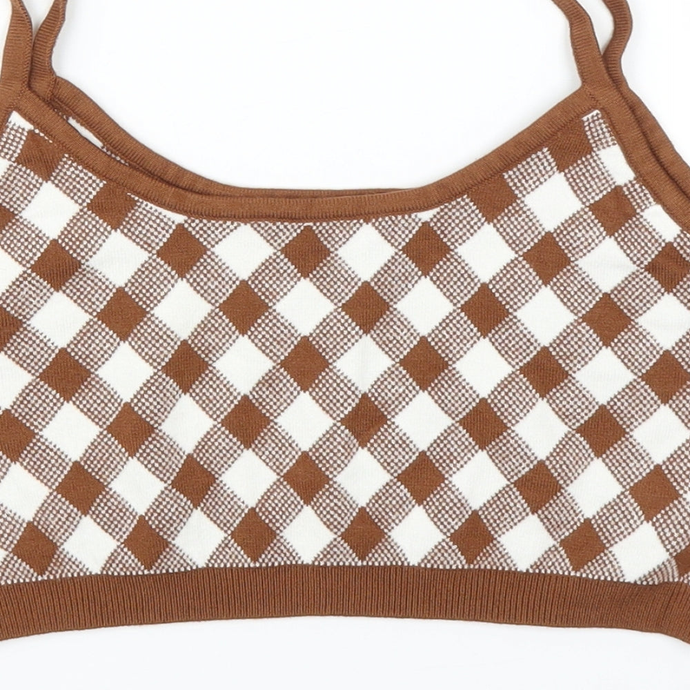 SheIn Girls Clear Argyle/Diamond  Cropped Tank Size 12-13 Years