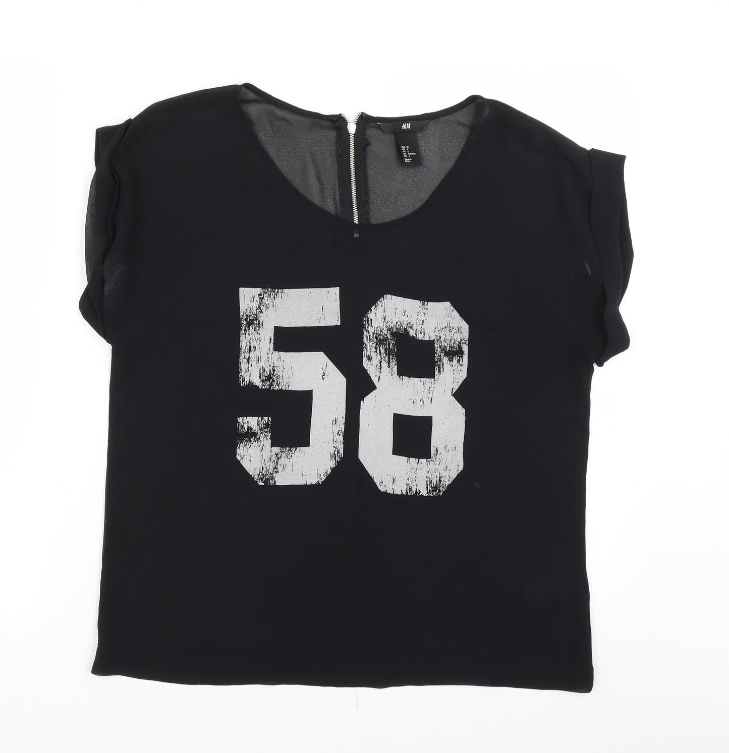 Womens UK Size 8 H&M Black Basic T-Shirt