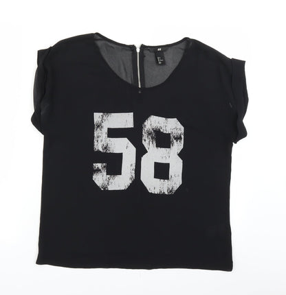 Womens UK Size 8 H&M Black Basic T-Shirt