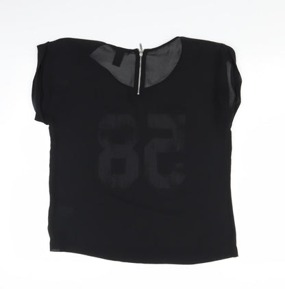 Womens UK Size 8 H&M Black Basic T-Shirt