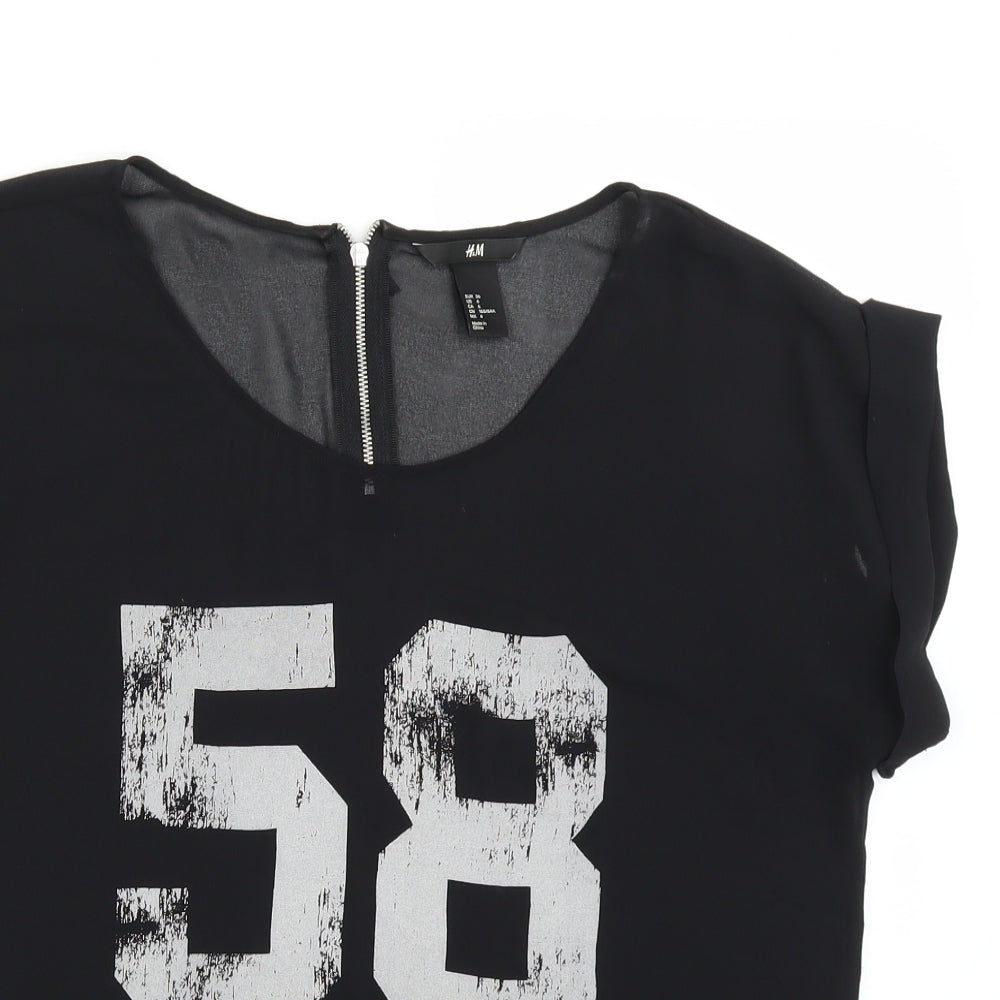 Womens UK Size 8 H&M Black Basic T-Shirt