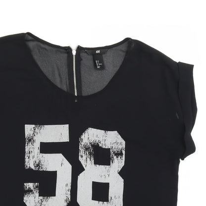Womens UK Size 8 H&M Black Basic T-Shirt
