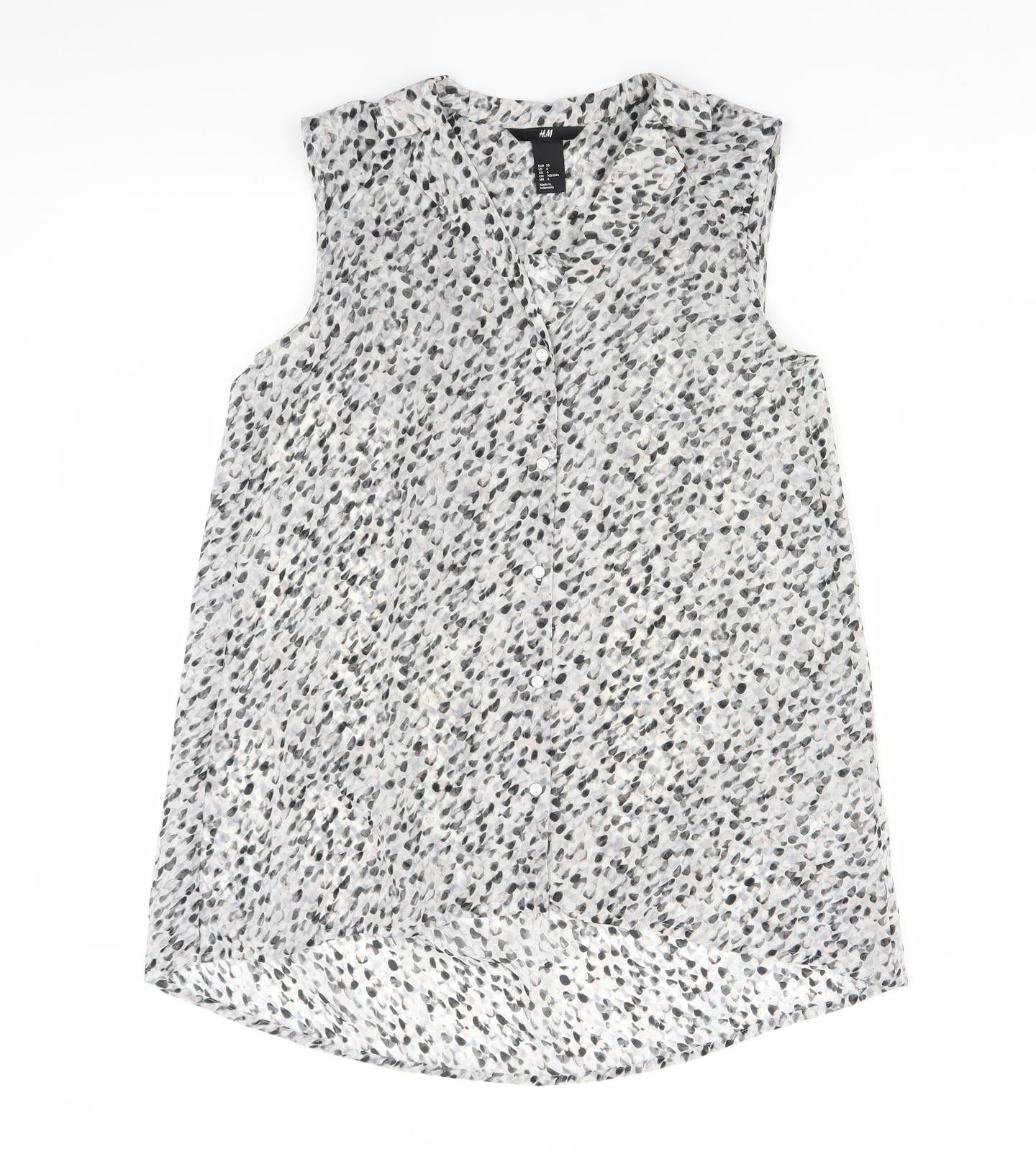 Womens UK Size 8 H&M Grey Basic Button-Up