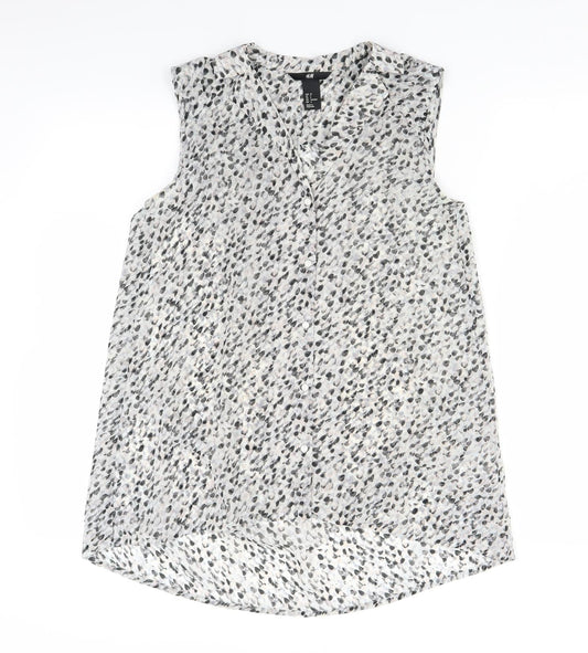Womens UK Size 8 H&M Grey Basic Button-Up