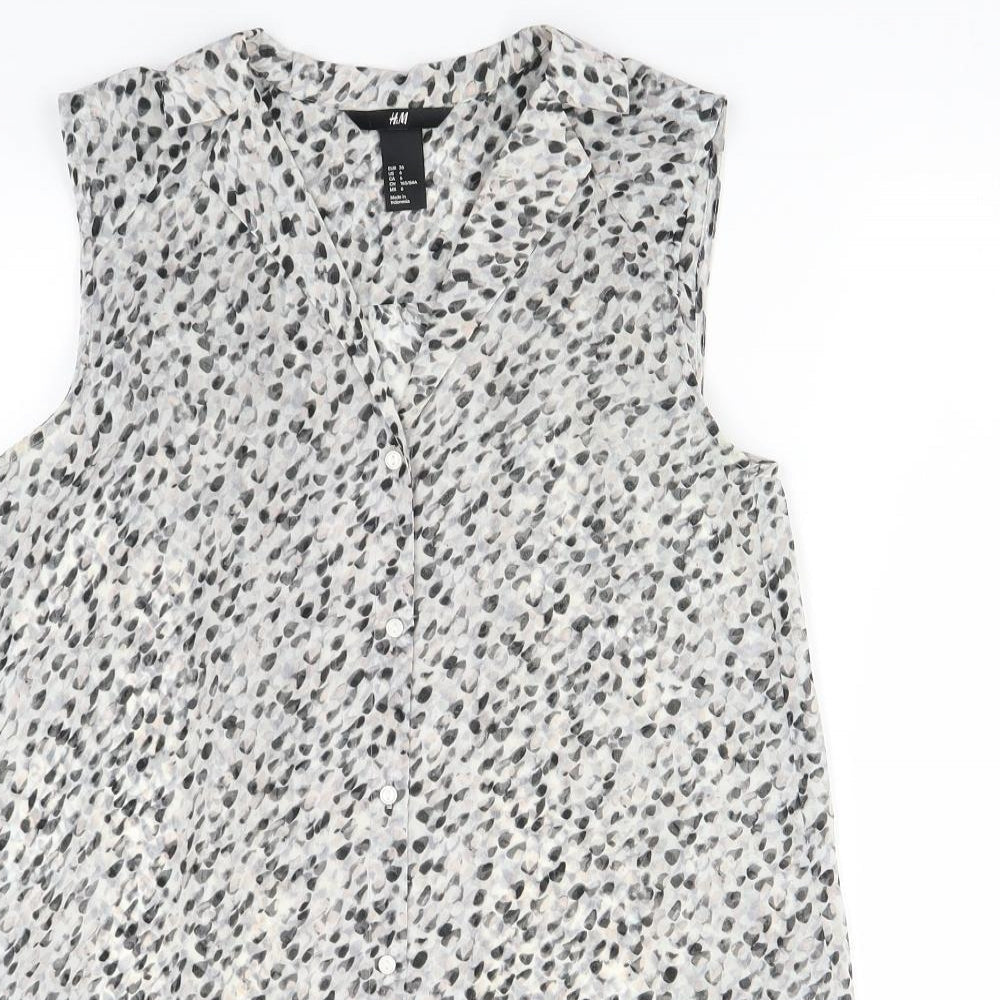 Womens UK Size 8 H&M Grey Basic Button-Up