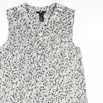 Womens UK Size 8 H&M Grey Basic Button-Up