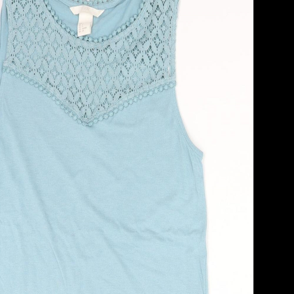Womens UK Size S H&M Blue Basic Tank