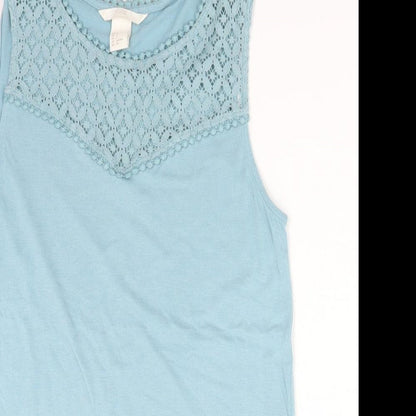 Womens UK Size S H&M Blue Basic Tank