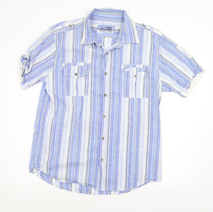 Mens UK Size L Lee Cooper Blue  Button-Up Short Sleeve Casual Shirt