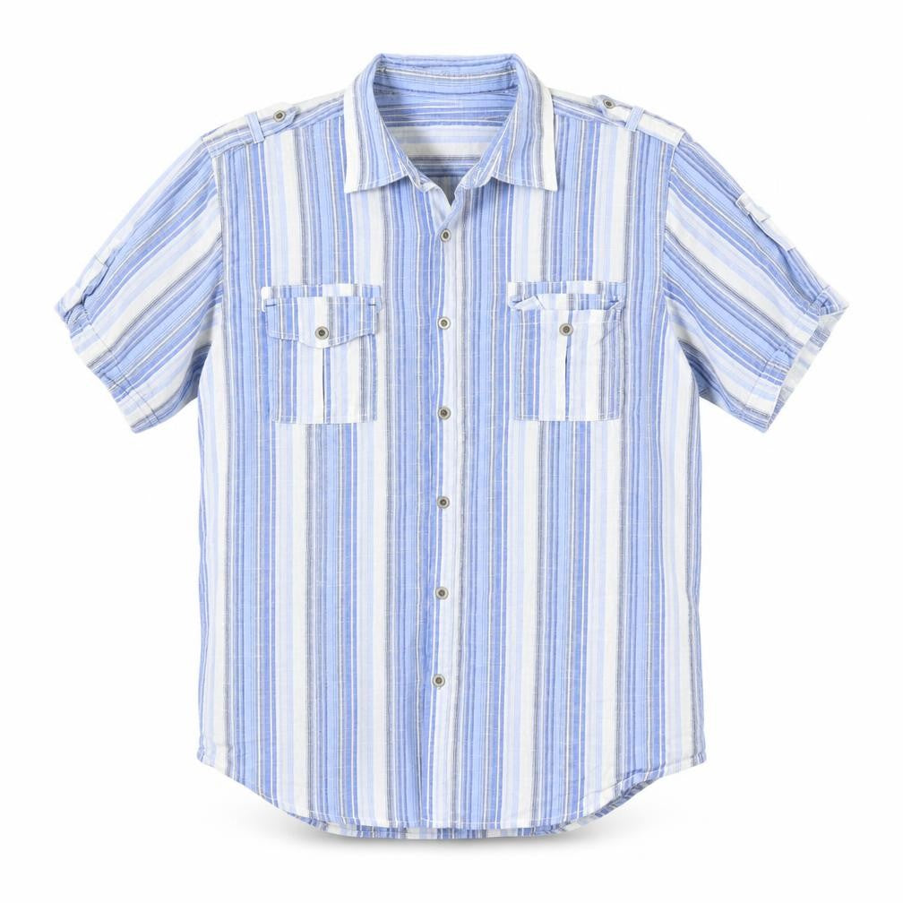 Mens UK Size L Lee Cooper Blue  Button-Up Short Sleeve Casual Shirt