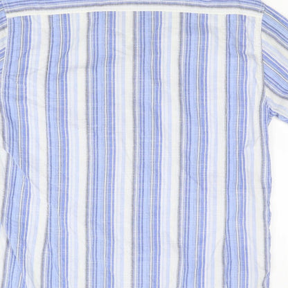 Mens UK Size L Lee Cooper Blue  Button-Up Short Sleeve Casual Shirt
