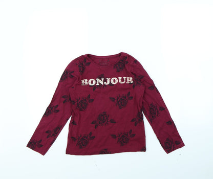 Primark Girls Purple Floral  Basic T-Shirt Size 8 Years  - Bonjour