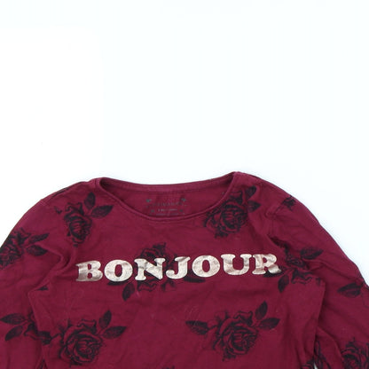 Primark Girls Purple Floral  Basic T-Shirt Size 8 Years  - Bonjour