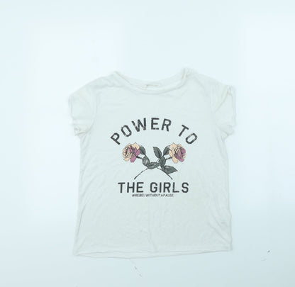H&M Girls White   Basic T-Shirt Size 12 Years