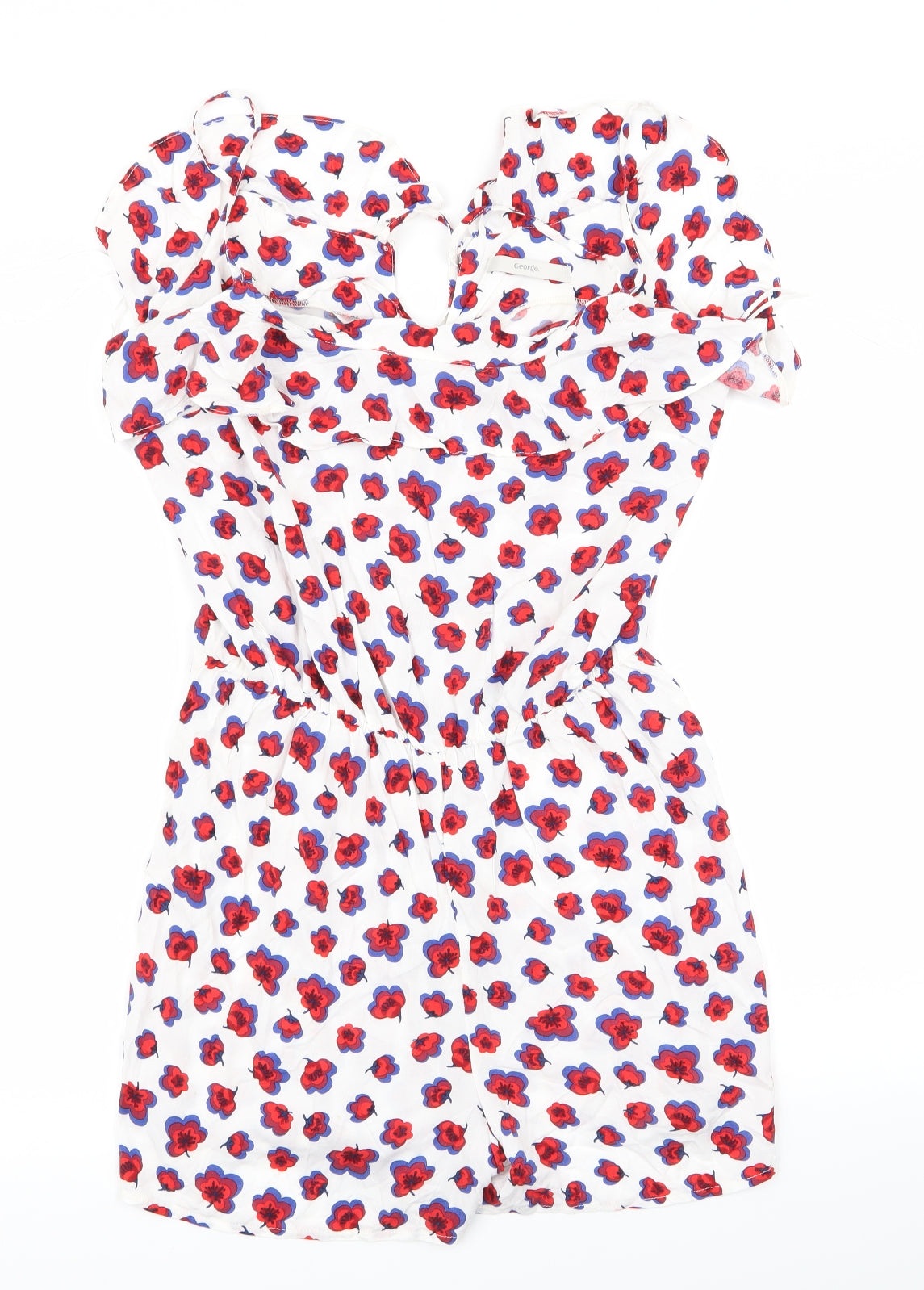 George Womens White Floral  Bodysuit One-Piece Size 10