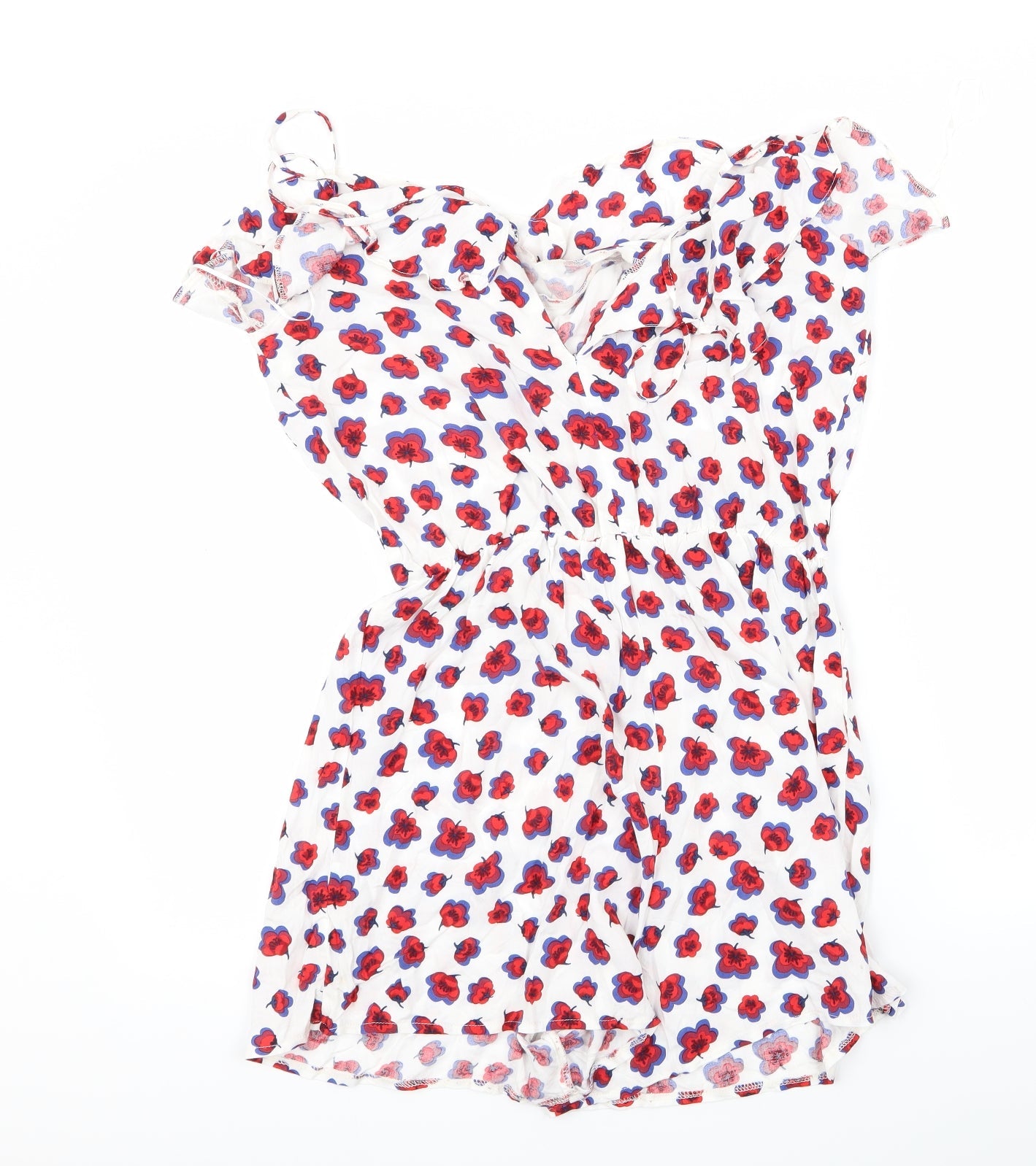 George Womens White Floral  Bodysuit One-Piece Size 10