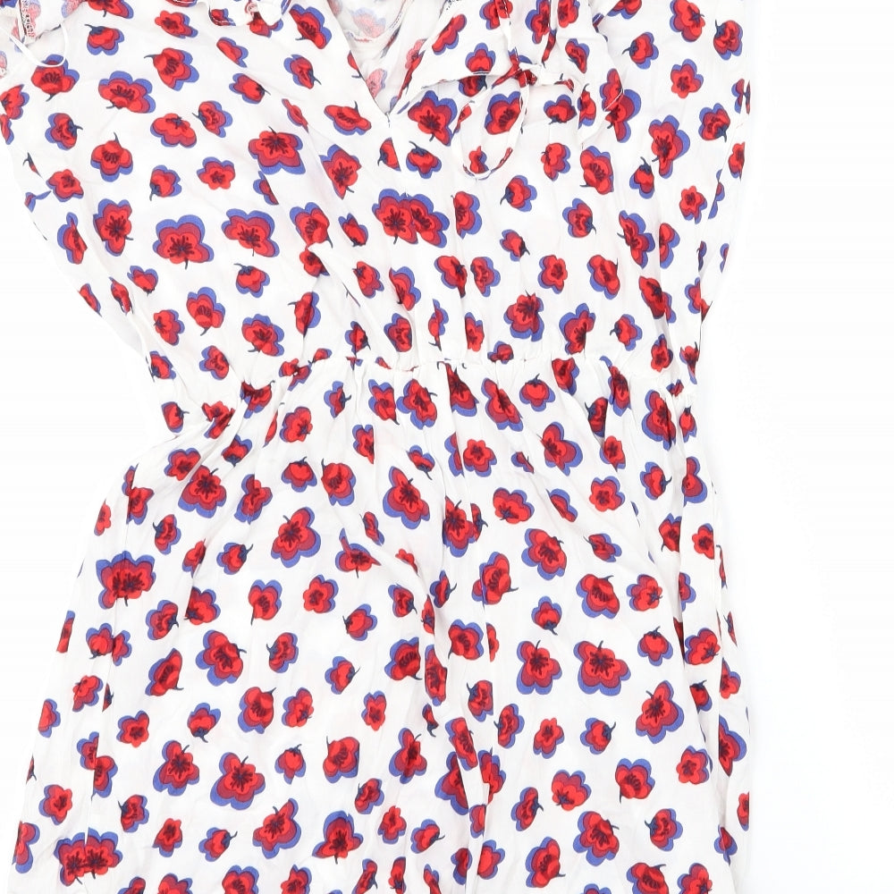 George Womens White Floral  Bodysuit One-Piece Size 10