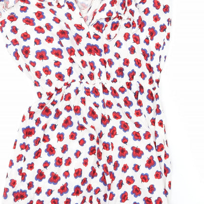 George Womens White Floral  Bodysuit One-Piece Size 10