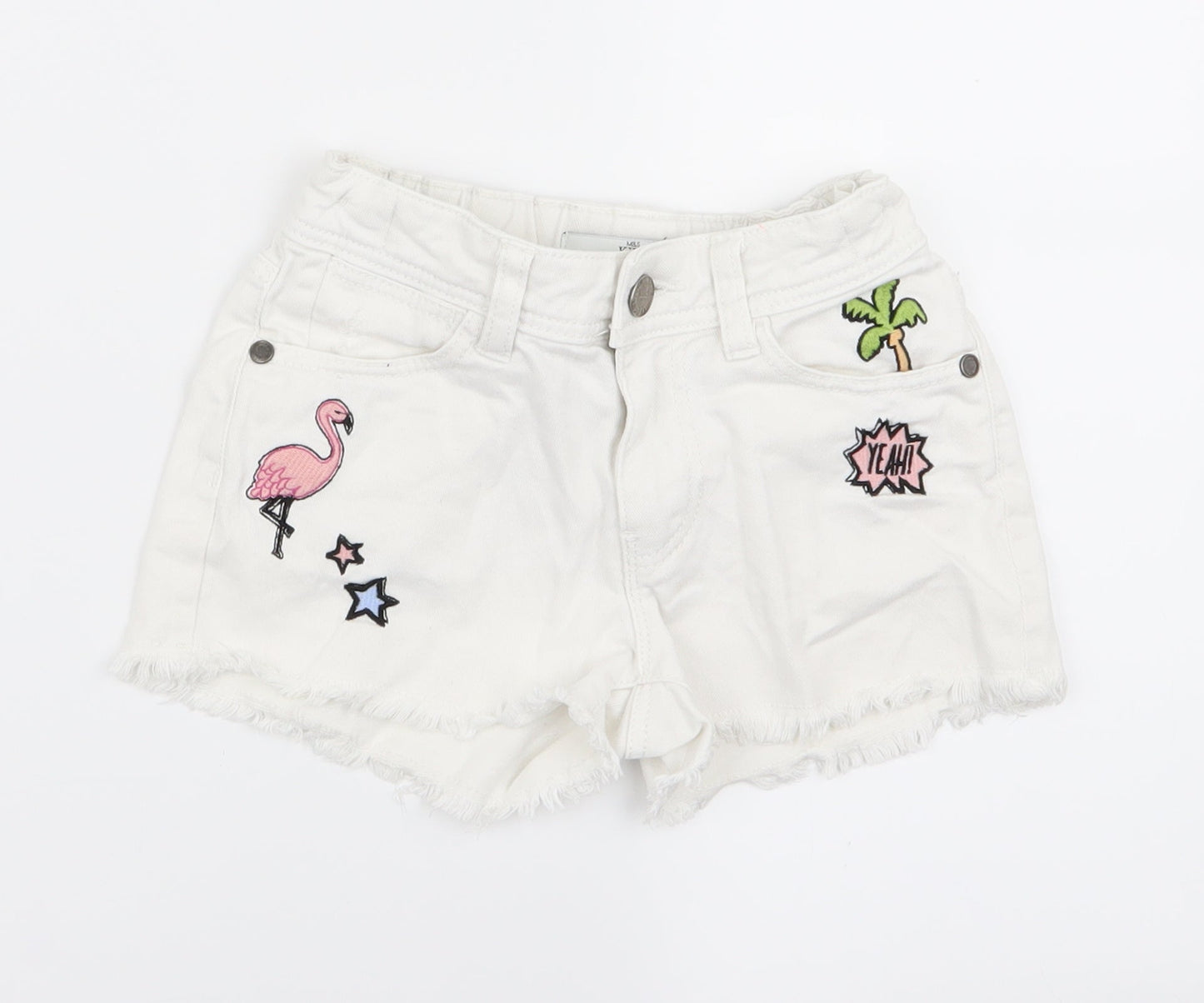 m&s Boys White   Chino Shorts Size 6 Years - palm tree