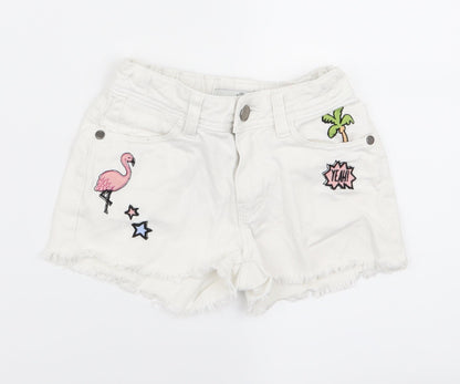 m&s Boys White   Chino Shorts Size 6 Years - palm tree