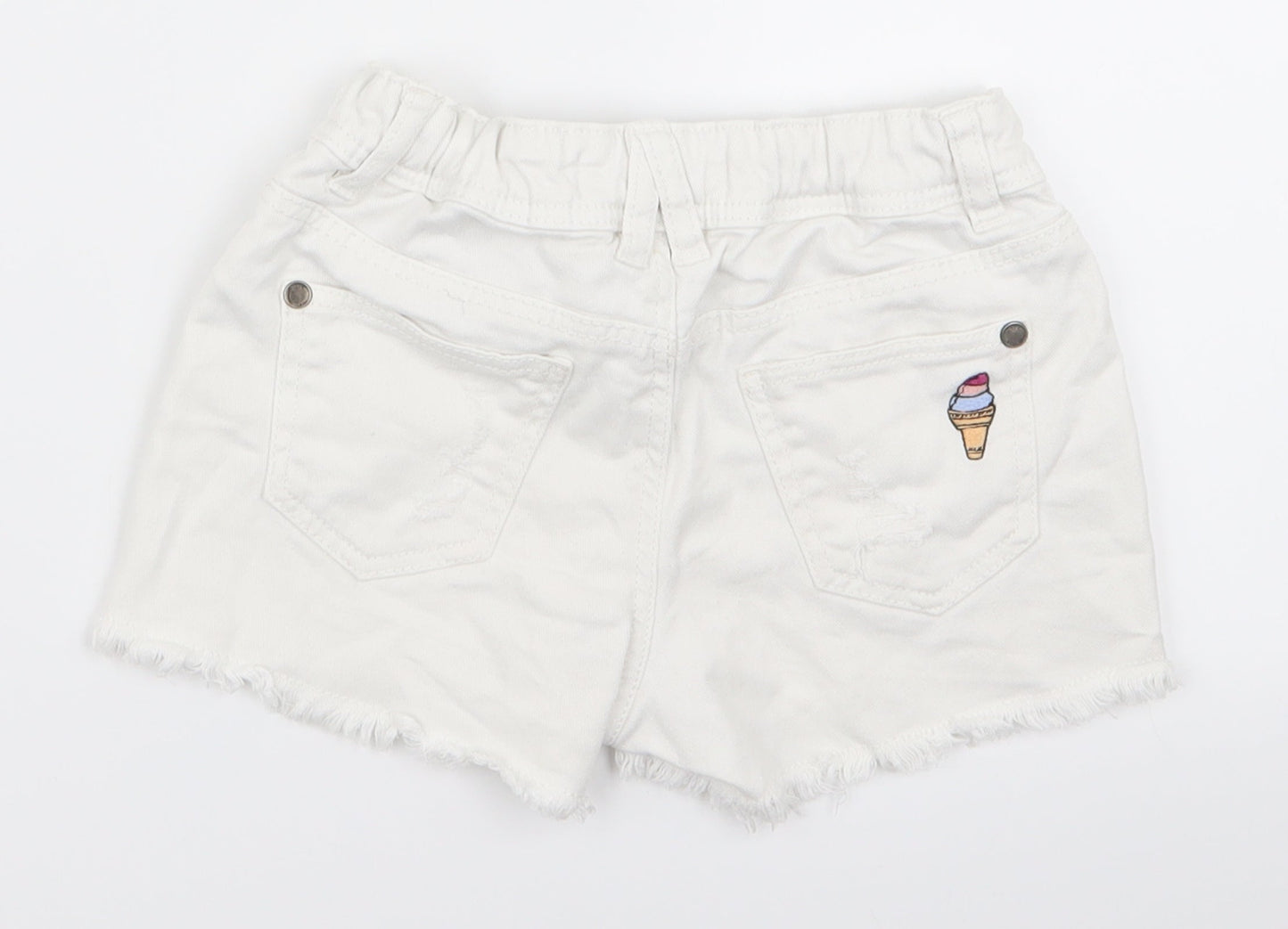 m&s Boys White   Chino Shorts Size 6 Years - palm tree