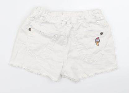 m&s Boys White   Chino Shorts Size 6 Years - palm tree
