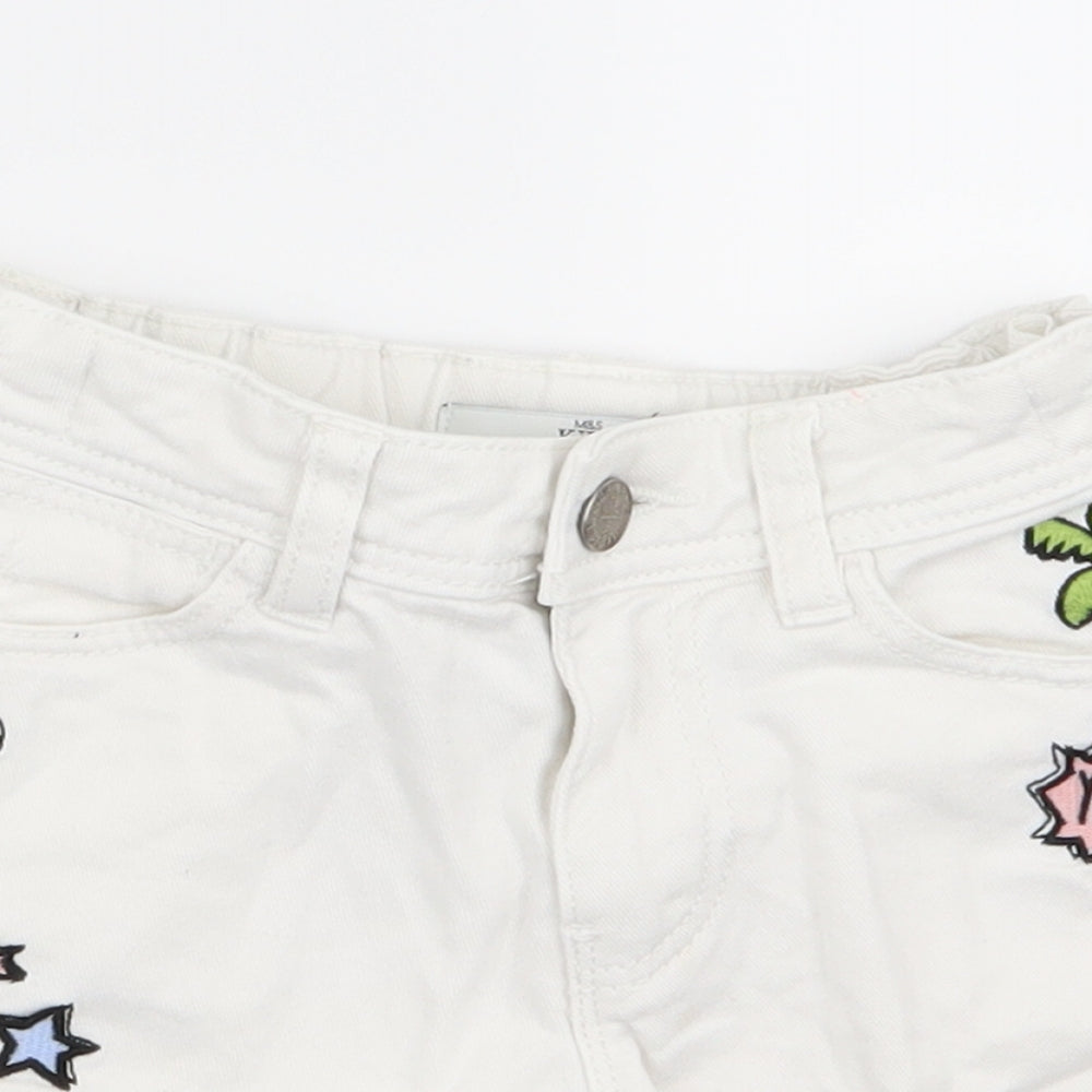 m&s Boys White   Chino Shorts Size 6 Years - palm tree