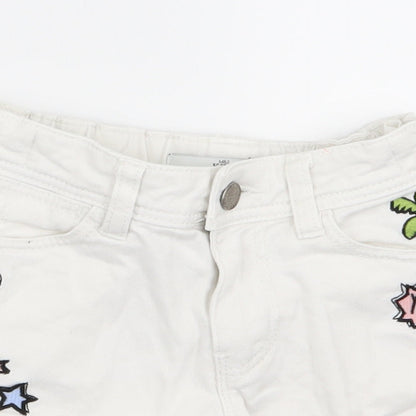 m&s Boys White   Chino Shorts Size 6 Years - palm tree