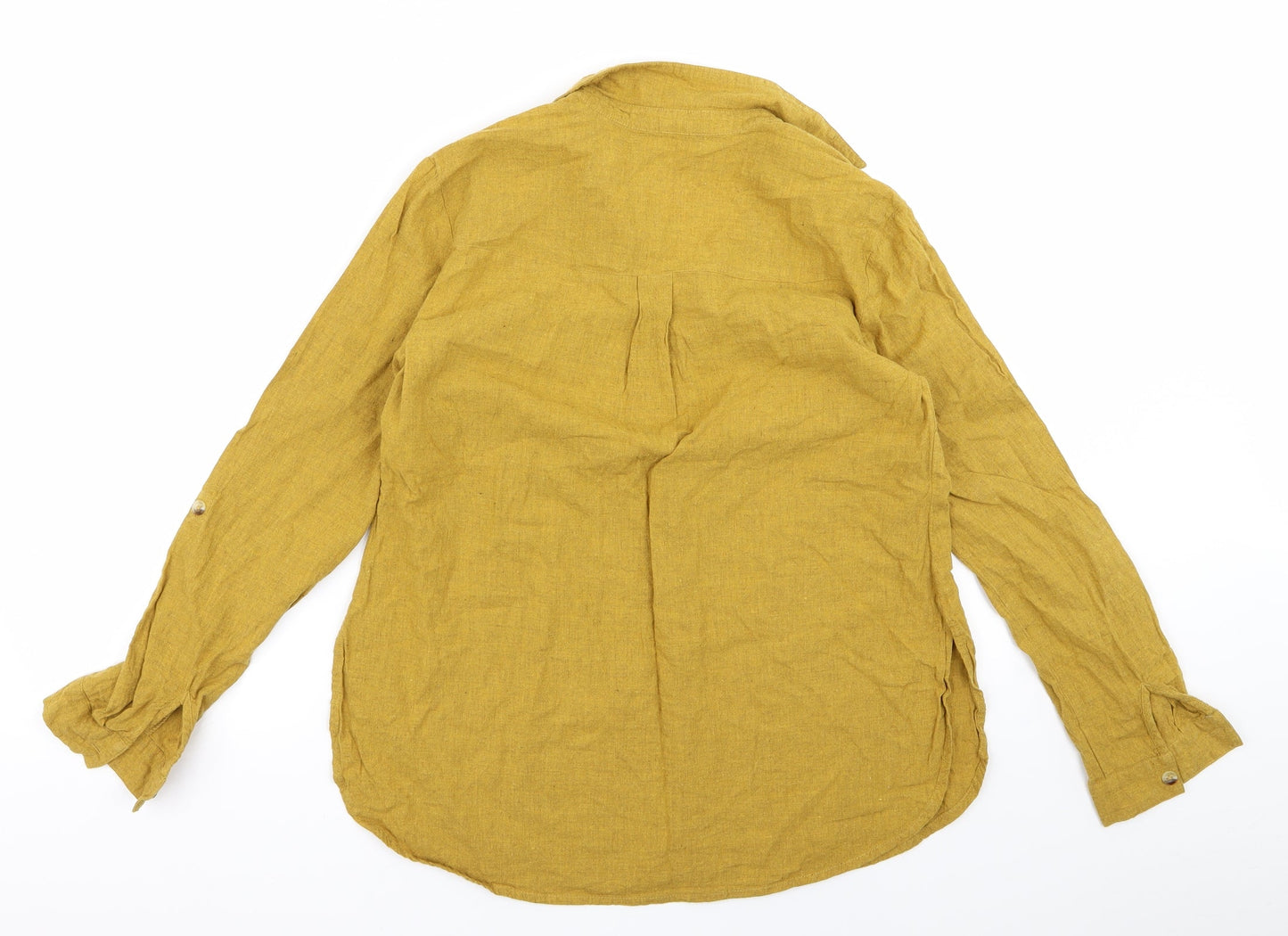 Womens UK Size 8 New Look Yellow Basic Button-Up