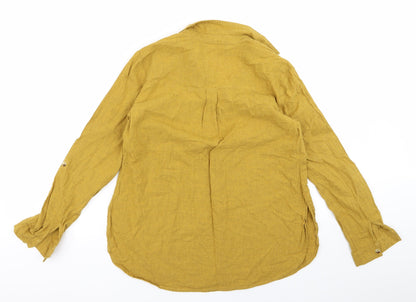 Womens UK Size 8 New Look Yellow Basic Button-Up