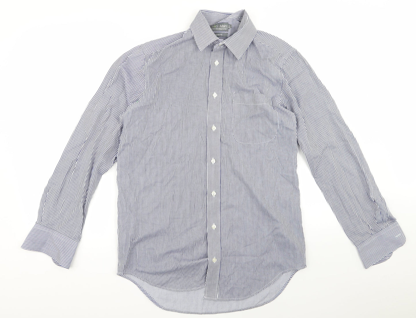 Womens UK Size 32 m&s Blue Basic Button-Up