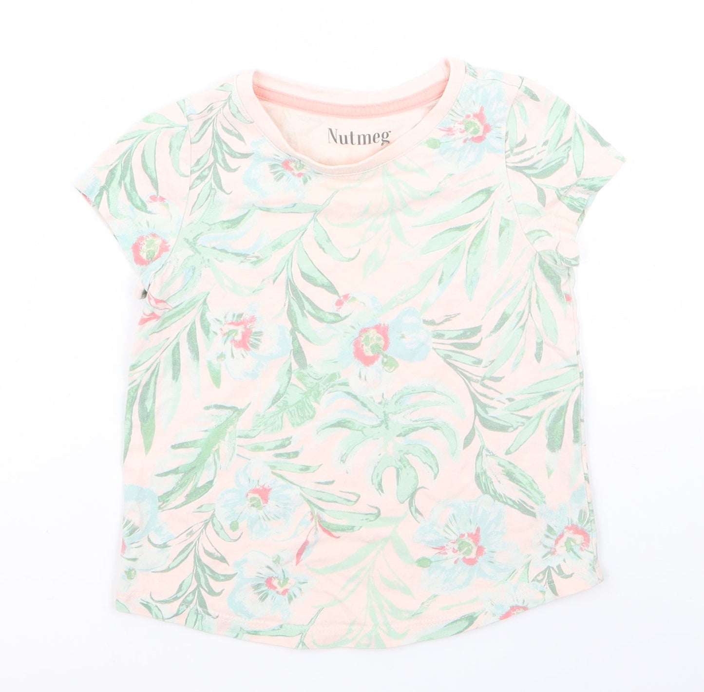 Nutmeg Girls Brown Floral  Basic T-Shirt Size 4 Years