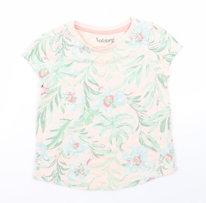 Nutmeg Girls Brown Floral  Basic T-Shirt Size 4 Years