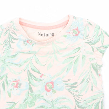 Nutmeg Girls Brown Floral  Basic T-Shirt Size 4 Years