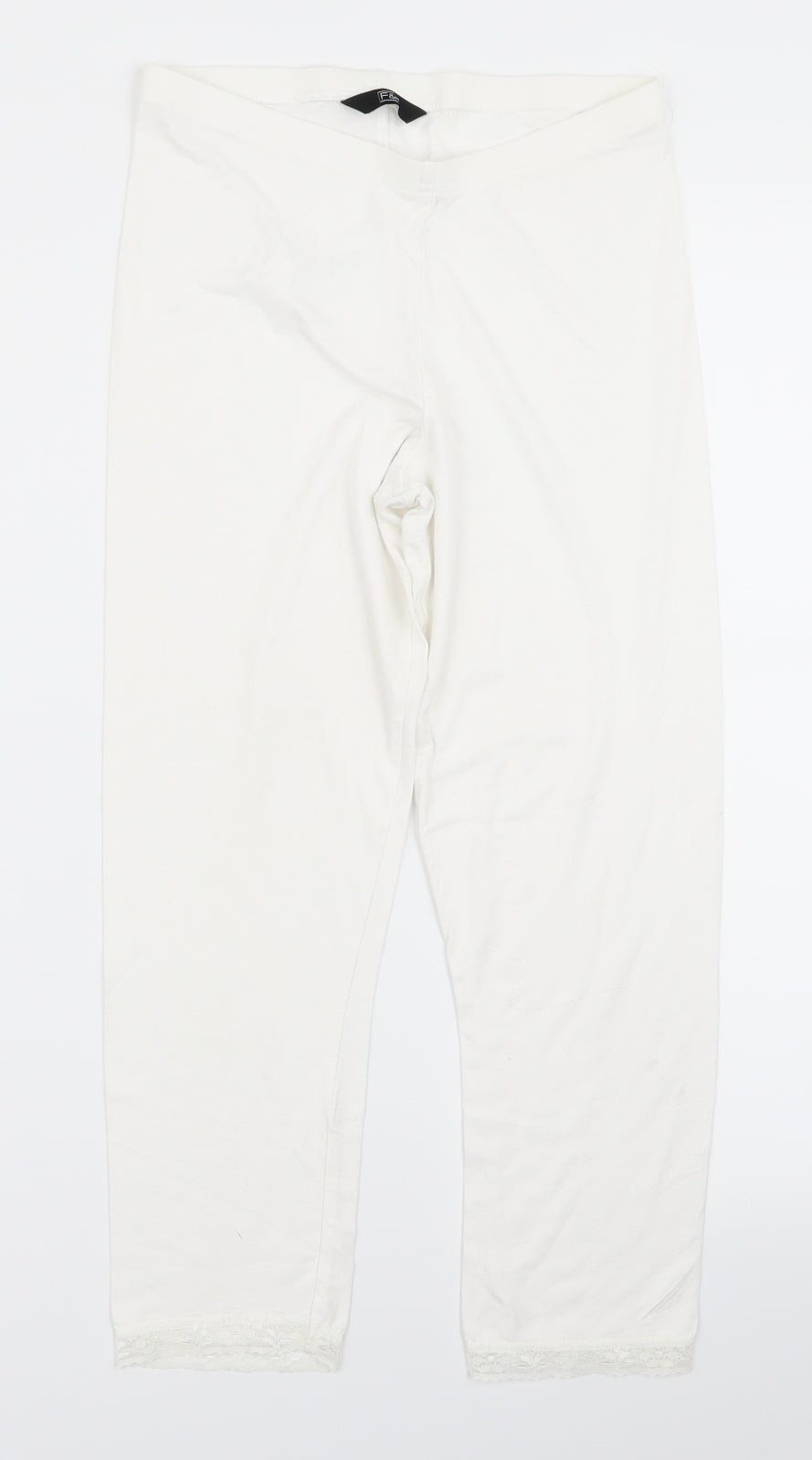 Womens UK Size 8 Preworn Relaxed Fit  White Trousers