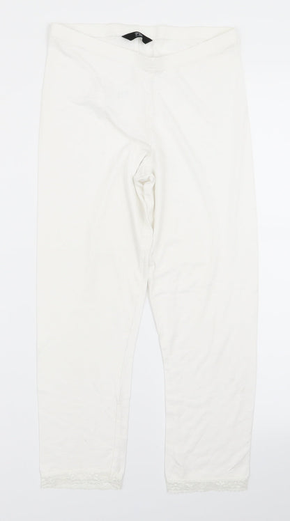 Womens UK Size 8 Preworn Relaxed Fit  White Trousers