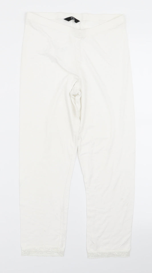 Womens UK Size 8 Preworn Relaxed Fit  White Trousers