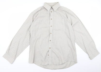 Mens UK Size 16 m&s Brown  Button-Up Long Sleeve Casual Shirt