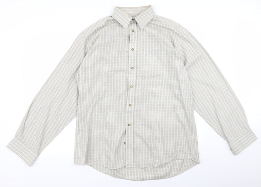 Mens UK Size 16 m&s Brown  Button-Up Long Sleeve Casual Shirt