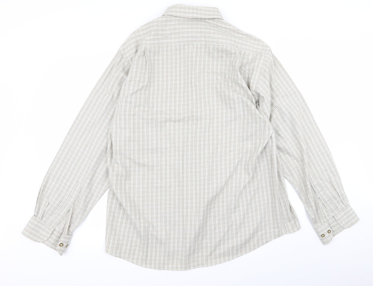 Mens UK Size 16 m&s Brown  Button-Up Long Sleeve Casual Shirt