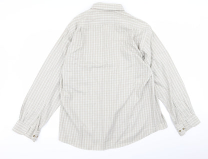 Mens UK Size 16 m&s Brown  Button-Up Long Sleeve Casual Shirt