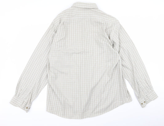 Mens UK Size 16 m&s Brown  Button-Up Long Sleeve Casual Shirt