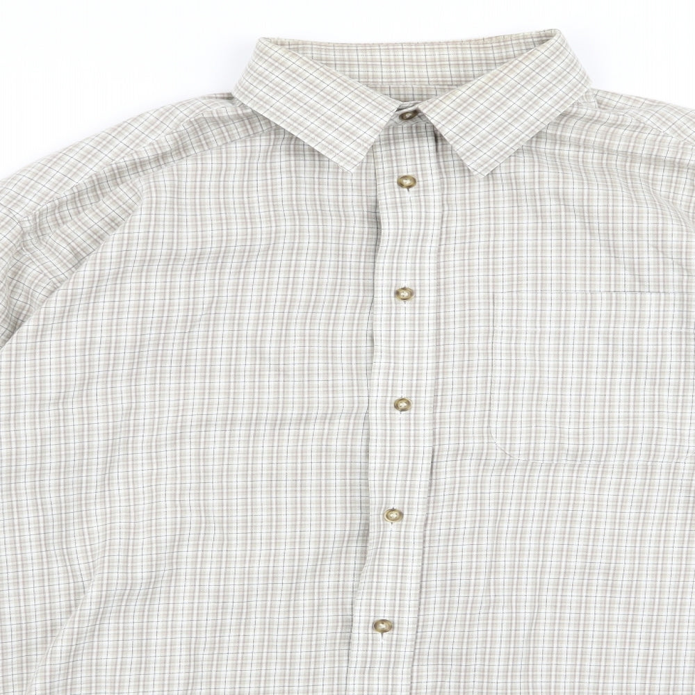 Mens UK Size 16 m&s Brown  Button-Up Long Sleeve Casual Shirt