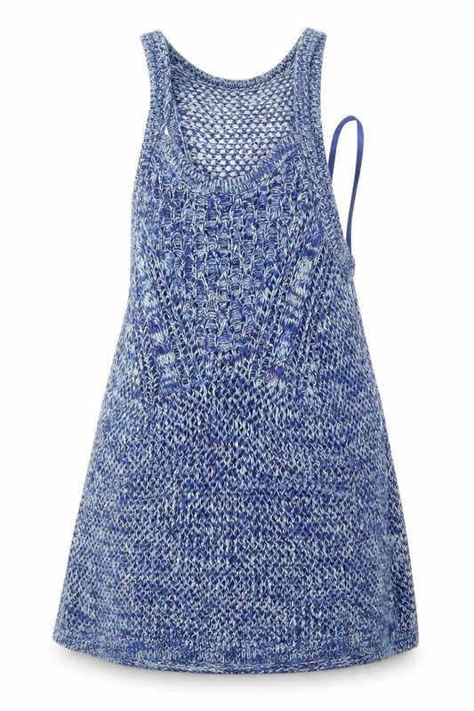 Front view of Papaya women’s blue rayon a-line, size UK 8