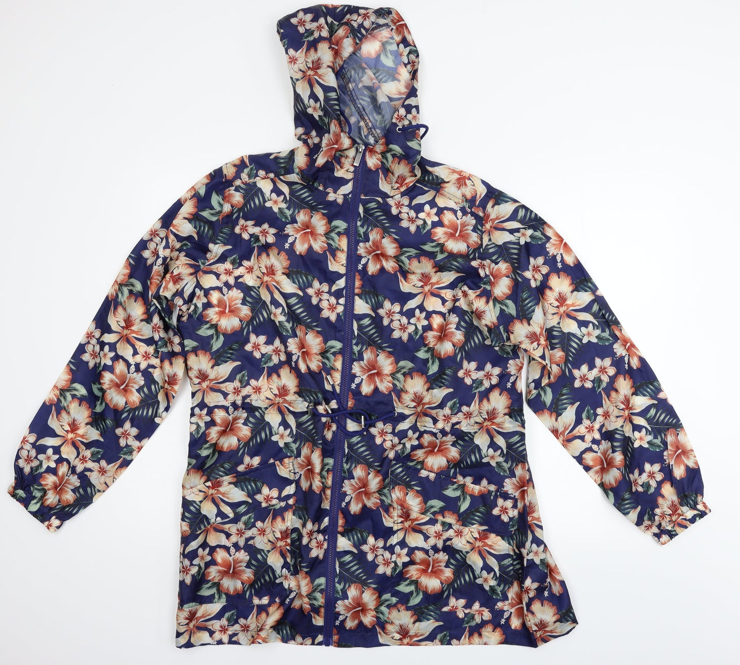 Intuition Womens Blue Floral  Biker Coat Size M