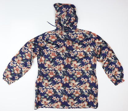 Intuition Womens Blue Floral  Biker Coat Size M