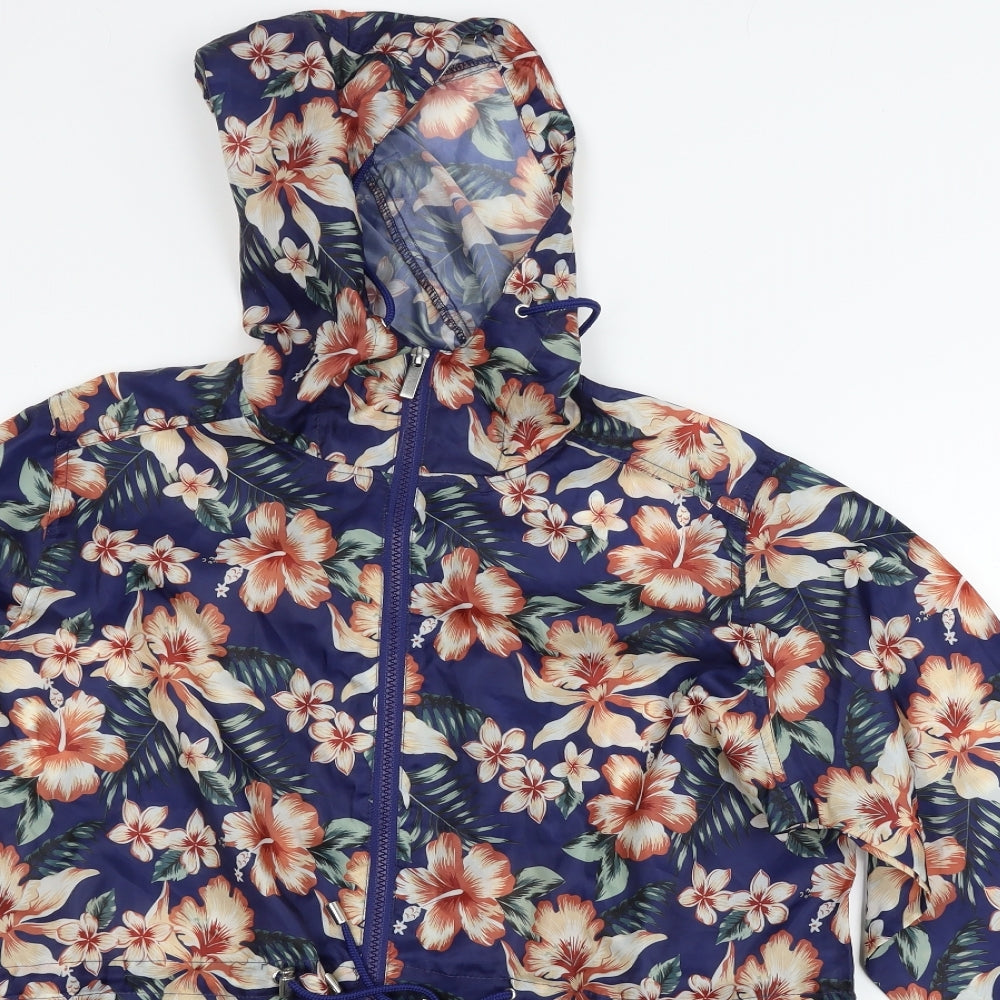 Intuition Womens Blue Floral  Biker Coat Size M