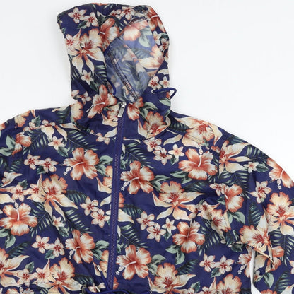 Intuition Womens Blue Floral  Biker Coat Size M