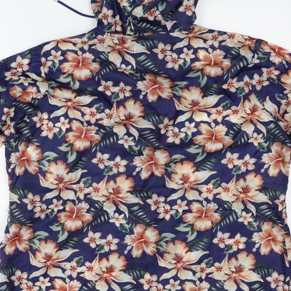 Intuition Womens Blue Floral  Biker Coat Size M
