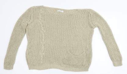 poolgirl Womens Beige  Knit Pullover Jumper Size M